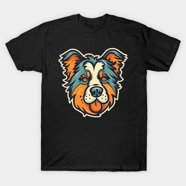 Border Collie dog head logo in circle T-Shirt by KOTYA